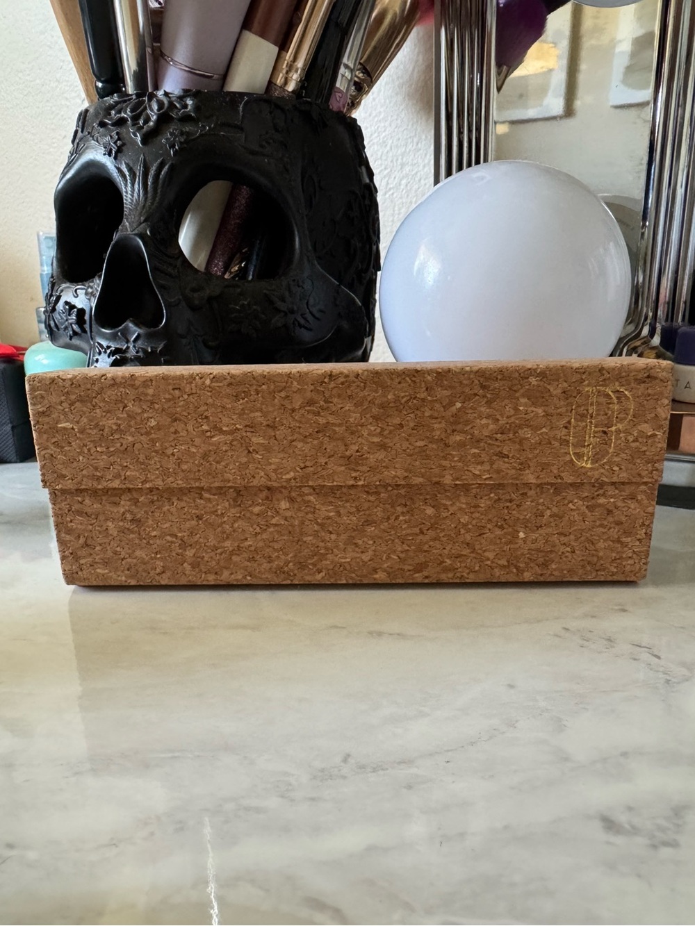 One True Pair OTP Sustainable Cork Eyeglasses Sunglasses Case Teal Interior